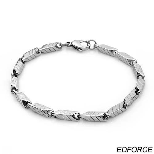 EDFORCE- LEAVES STAINLESS STEEL BRACELET-21.5CM